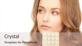  Presentation with capsules pills pill doctor prescription - PPT layouts consisting of birth control - picture of young beautiful woman background and a soft green colored foreground