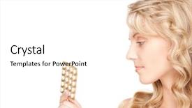  Presentation with capsules pills pill doctor prescription - Audience pleasing presentation consisting of birth control - picture of young woman backdrop and a white colored foreground
