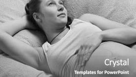  Presentation with old photographs black and white - Colorful theme enhanced with birth control - pregnant woman lying on bed backdrop and a gray colored foreground