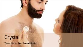  Presentation with condom - PPT layouts having birth control - woman giving a condom background and a coral colored foreground