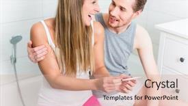  Presentation with young man and a woman - Slides having birth control - young couple woman and man background and a coral colored foreground
