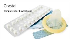  Presentation with condom - Colorful slides enhanced with birth control pills backdrop and a white colored foreground
