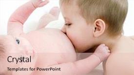  Presentation with mom and newborn - Colorful slide set enhanced with birth day son - little boy kiss her newborn backdrop and a lemonade colored foreground