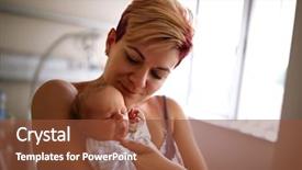  Presentation with maternity - PPT layouts with birth day son - mother holding her newborn baby background and a tawny brown colored foreground