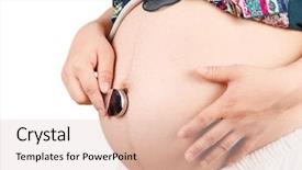  Presentation with heartbeat - Presentation featuring birth defect - pregnant women with stethoscope background and a lemonade colored foreground