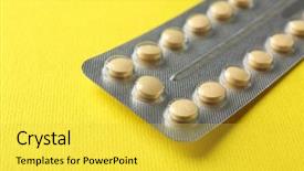  Presentation with pills - PPT theme consisting of birth pills on yellow background background and a yellow colored foreground