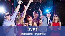  Presentation with confetti - Presentation design featuring birthday - cheerful young people showered background and a ocean colored foreground