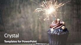  Presentation with cupcake - Beautiful presentation theme featuring birthday - chocolate cupcake with a sparkler backdrop and a dark gray colored foreground