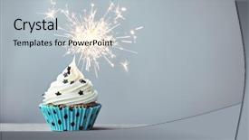  Presentation with cupcake - Audience pleasing presentation consisting of birthday - cupcake decorated with a sparkler backdrop and a light gray colored foreground