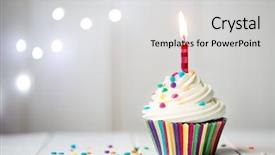  Presentation with cupcake - Presentation featuring birthday - cupcake with a single candle background and a light gray colored foreground