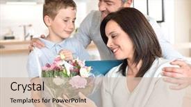  Presentation with mothers day floral - Presentation theme with moms birthday - daddy with son celebrating mother's background and a soft green colored foreground