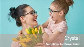 Presentation with mom daughter - Amazing theme having march birthday - happy women's day child daughter backdrop and a coral colored foreground