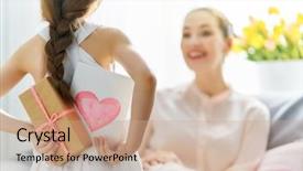  Presentation with mom daughter - Presentation design consisting of birthday - happy women's day child daughter background and a coral colored foreground