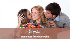  Presentation with birthday celebration mother - Colorful slide deck enhanced with mother's day celebration in family backdrop and a coral colored foreground