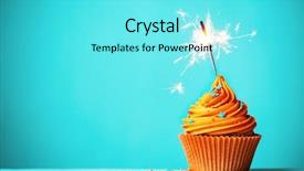  Presentation with cupcake - Amazing slide deck having birthday - orange cupcake with sparkler backdrop and a arctic colored foreground