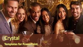  Presentation with cocktail party - Slide set enhanced with birthday - portrait of friends with drinks background and a tawny brown colored foreground