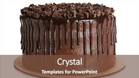  Presentation with white chocolate - Beautiful PPT theme featuring birthday - tasty chocolate cake isolated backdrop and a tawny brown colored foreground