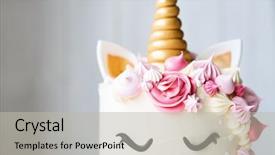  Presentation with unicorn - Presentation design with birthday - unicorn cake with copy space background and a light gray colored foreground