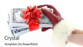  Presentation with red - Colorful theme enhanced with 100 birthday - woman's hand with red glove backdrop and a  colored foreground