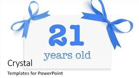  Presentation with birthday card - Presentation theme featuring birthday 21 - 21 years old written background and a  colored foreground