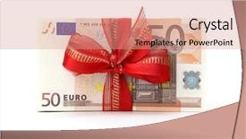  Presentation with animated ribbon cutting ceremony - Presentation featuring birthday 50 - euro banknotes with ribbon background and a coral colored foreground