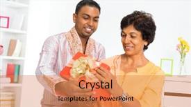  Presentation with indian woman bridal face - Presentation theme consisting of birthday 50 - mature indian woman receiving background and a coral colored foreground