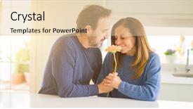  Presentation with romantic birthday couple celebrate - Presentation design consisting of birthday 50 - romantic middle age couple holding background and a lemonade colored foreground