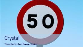  Presentation with limit - Theme featuring birthday 50 - speed limit signs to 50 background and a light blue colored foreground