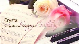  Presentation with piano keyboard - Presentation design consisting of birthday audio - closeup of piano keyboard background and a cream colored foreground