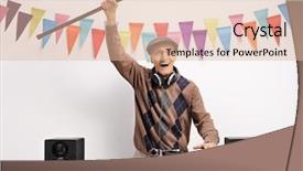  Presentation with cane - Amazing slides having birthday audio - overjoyed senior with a cane backdrop and a lemonade colored foreground