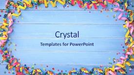  Presentation with carnival - Cool new slide set with birthday background with streamers backdrop and a light blue colored foreground