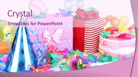  Presentation with decoration - Slides consisting of birthday balloons - party decoration isolated on white background and a pink colored foreground