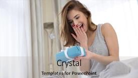  Presentation with doctor helps to get out of bed an elderly woman - Colorful slide deck enhanced with birthday box - happy woman sitting backdrop and a light gray colored foreground