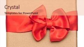  Presentation with red bow - Audience pleasing theme consisting of birthday box - red ribbon bow over recycled backdrop and a coral colored foreground