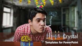 Presentation with birthday boy - Amazing PPT layouts having birthday boy smoking backdrop and a tawny brown colored foreground