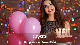  Presentation with birthday cake - Amazing PPT layouts having birthday cake and balloons backdrop and a tawny brown colored foreground