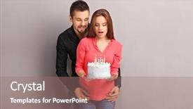  Presentation with 50th surprise birthday - Presentation having birthday cake and her boyfriend background and a coral colored foreground