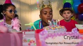  Presentation with party candles - Colorful theme enhanced with birthday cake during party backdrop and a coral colored foreground