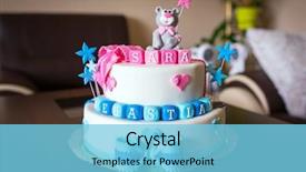  Presentation with birthday boy - Colorful PPT theme enhanced with birthday cake for baby boy backdrop and a light blue colored foreground