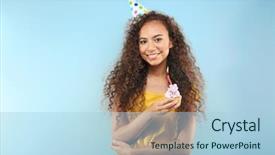  Presentation with mini birthday cake celebration - PPT layouts featuring birthday cake on color background background and a light blue colored foreground