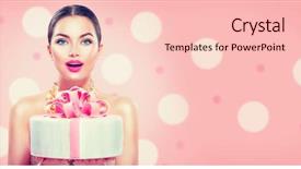  Presentation with girl model - PPT layouts with birthday cake on pink background and a lemonade colored foreground