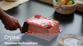  Presentation with ice cream cake - Presentation design enhanced with birthday cake pink ice cream background and a gray colored foreground