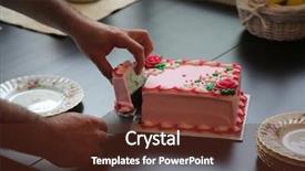  Presentation with ice cream cake - Beautiful presentation design featuring birthday cake pink ice cream backdrop and a tawny brown colored foreground