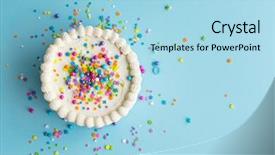  Presentation with birthday cake - Slides having birthday cake top view background and a light blue colored foreground