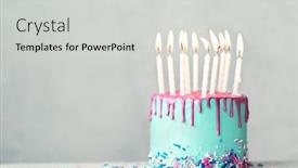  Presentation with pink birthday - Beautiful presentation featuring birthday-cake-with-blue-frosting backdrop and a light gray colored foreground
