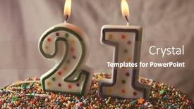  Presentation with birthday cake - Amazing theme having birthday-cake-with-burning-candles backdrop and a coral colored foreground