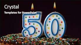  Presentation with birthday cake - Colorful presentation theme enhanced with birthday cake with burning candles backdrop and a  colored foreground