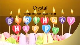  Presentation with birthday cake - PPT layouts having birthday cake with candles background and a gold colored foreground