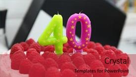  Presentation with 40th birthday - Presentation design having birthday cake with candles background and a red colored foreground