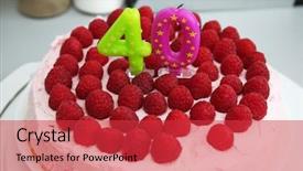  Presentation with 40th birthday - Presentation theme enhanced with birthday cake with candles background and a red colored foreground